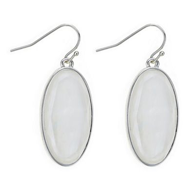 Silver shell oval drop earring